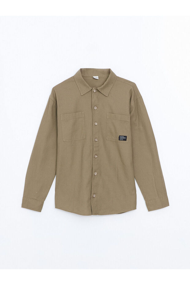 Lcw Kids Khaki Long Sleeve Linen Blended Boys' Shirt t t