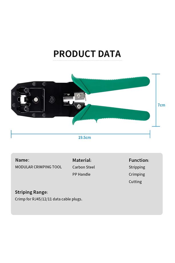 Rj45 8p8c Cat5e/Cat6 Rj11 Utp Jak Sıkma Cakma Pensesi İnternet Ethernet Sıkma Pensesi + 100 Adet Jak - 7
