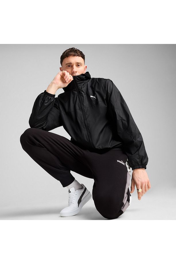 Essentials Regular Windbreaker Erkek Siyah Ceket - 1