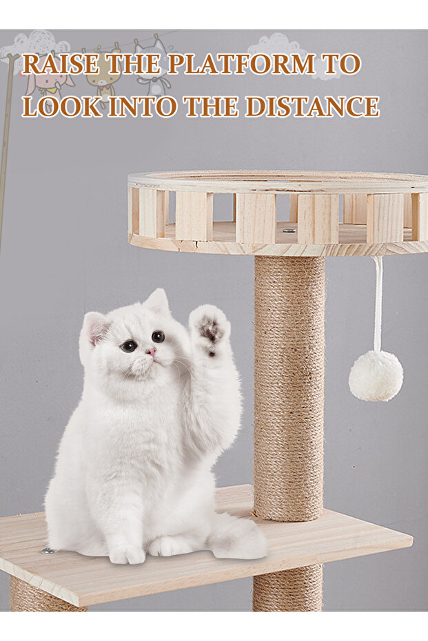 Solid Wood Cat Tree Cat Tower Cat Climbing Frame - 2