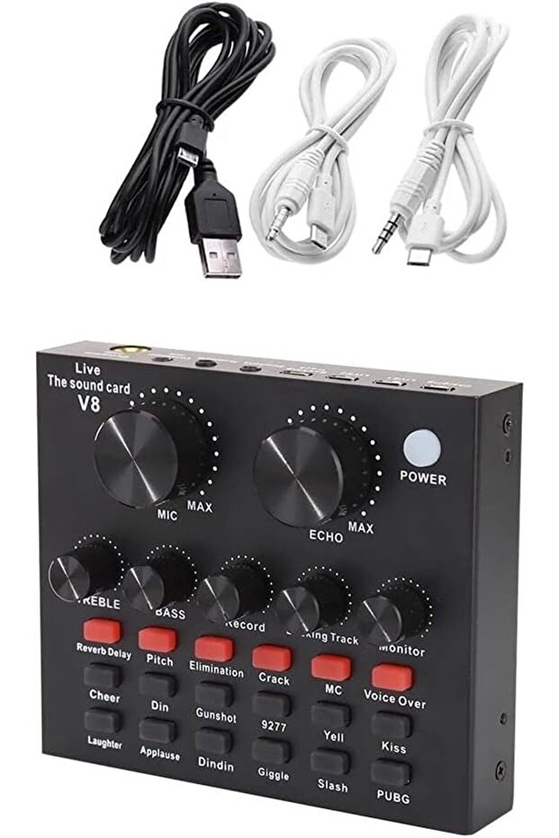 V8 Live Sound Card,with Dual DSP Noise Reduction Chip & ECHO,with Multiple Effects,for Music Singing - 8