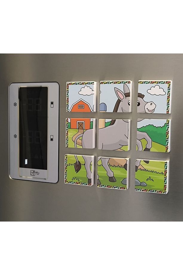 Manyetik Blok Çift Taraflı 9 Parçalı Mıknatıslı Puzzle 2 Görsel Köpek-Eşek YapBoz - 8