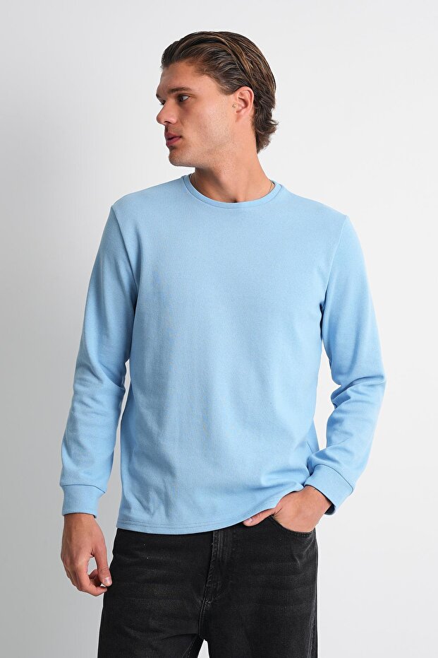 Long Sleeve Crew Neck Basic Sweatshirt - 3