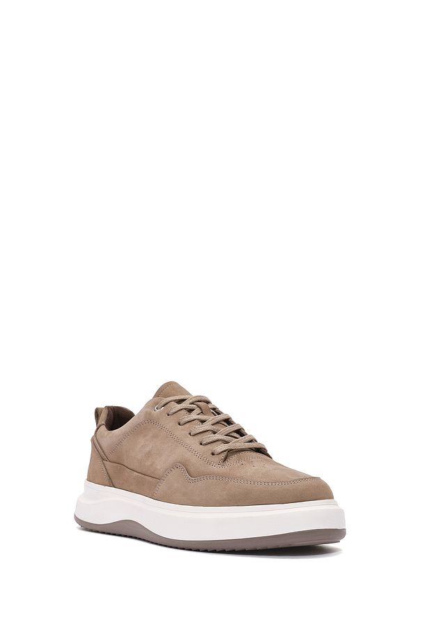 Erkek Vizon Bağcıklı Nubuk Deri Sneaker 25SFD6606V3 - 6