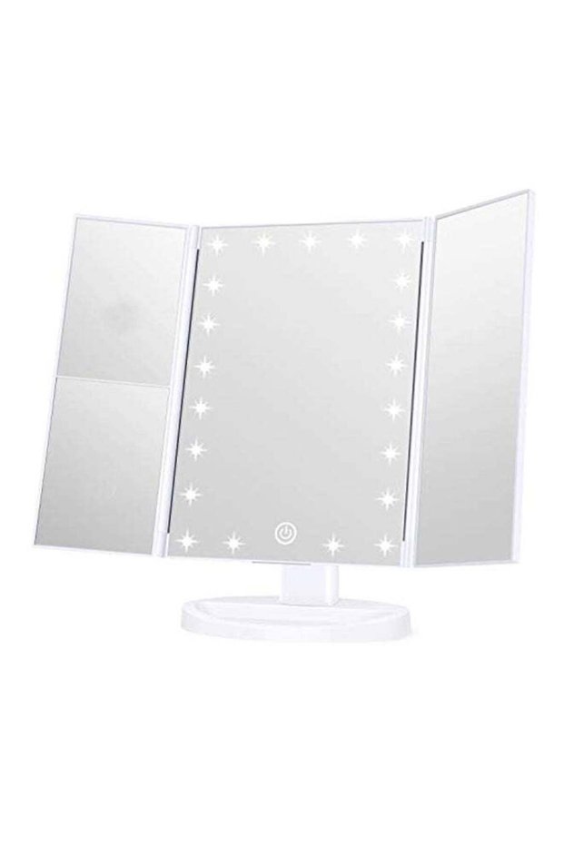 Touch Control LED Vanity Mirror With 3x Magnification White 12x7.9x3centimeter