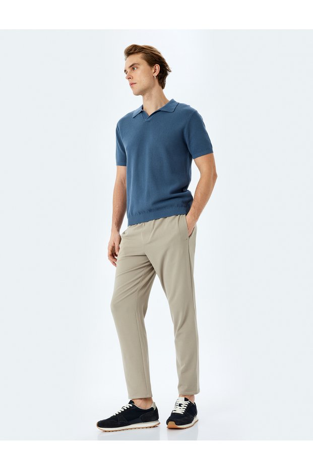Cotton V Polo Neck Short Sleeve Knitwear T-Shirt
