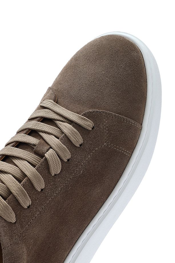 Erkek Bej Bağcıklı Süet Deri Sneaker 25SFD612710 - 8