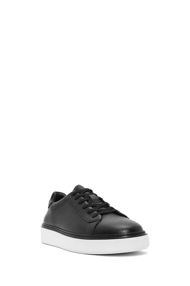 Erkek Siyah Bağcıklı Kalın Tabanlı Deri Sneaker 25SFD6124FT - 6