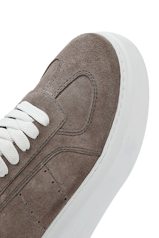 Kadın Vizon Bağcıklı Kalın Tabanlı Süet Deri Sneaker 25SFD510910 - 8