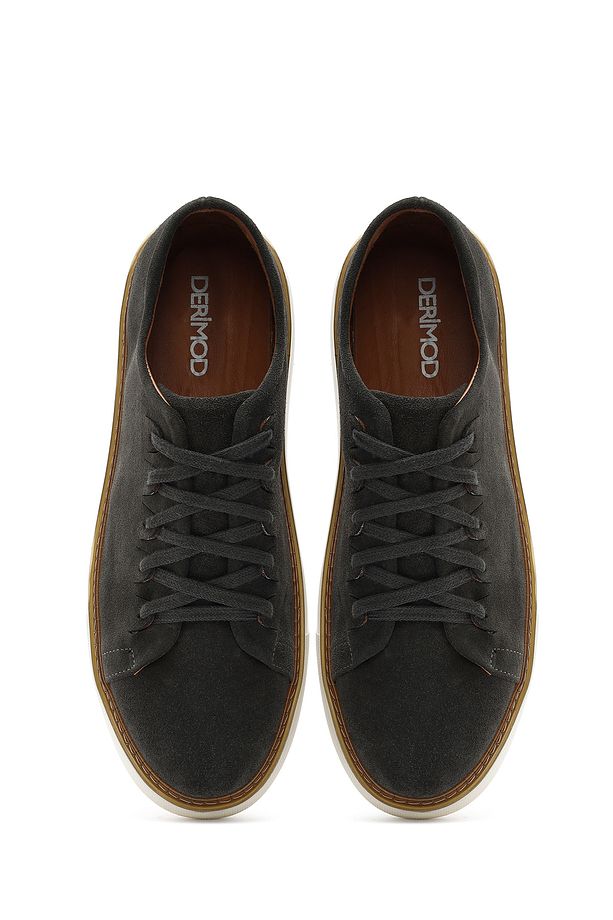 Erkek Yeşil Bağcıklı Kalın Tabanlı Süet Deri Sneaker 25SFD632010 - 7