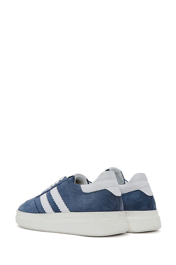 Kadın Mavi Bağcıklı Kalın Tabanlı Süet Deri Sneaker 25SFD511010 - 5