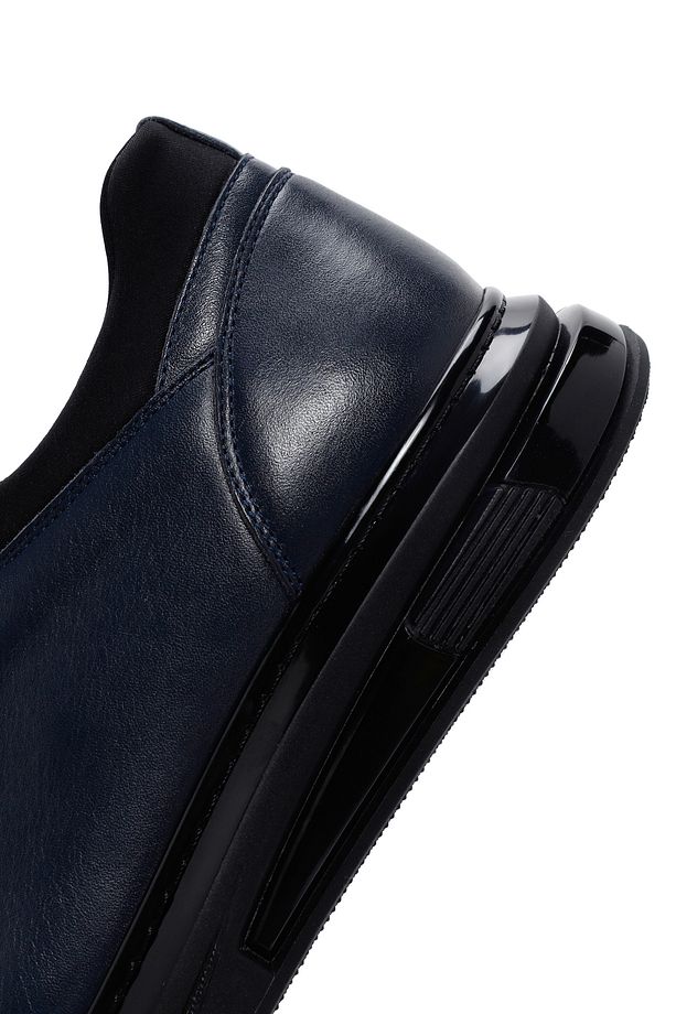 Erkek Lacivert Kalın Tabanlı Bağcıklı Deri Sneaker 25SFD674518 - 7
