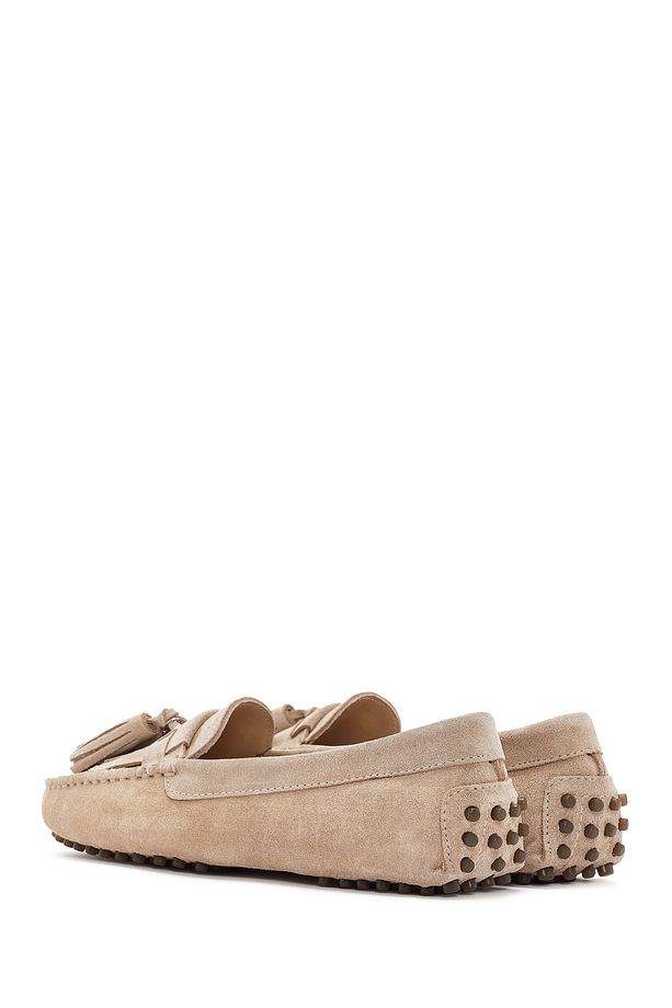 Kadın Camel Püsküllü Süet Deri Loafer 25SFD290710 - 5