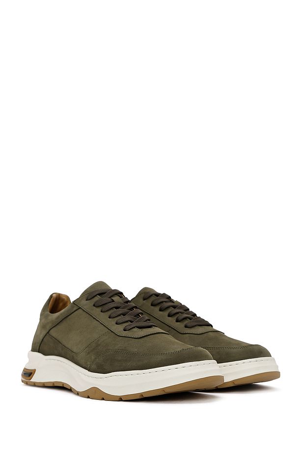 Erkek Haki Bağcıklı Nubuk Deri Sneaker 25SFD6119V3 - 3