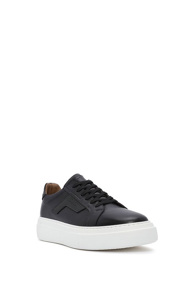 Erkek Siyah Bağcıklı Kalın Tabanlı Deri Sneaker 25SFD612518 - 6