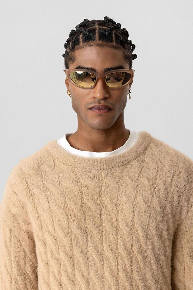 Oversize Triko Kazak Bej - 5