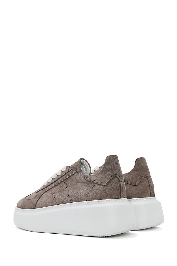 Kadın Vizon Bağcıklı Kalın Tabanlı Süet Deri Sneaker 25SFD510910 - 5