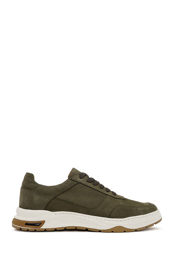Erkek Haki Bağcıklı Nubuk Deri Sneaker 25SFD6119V3 - 1