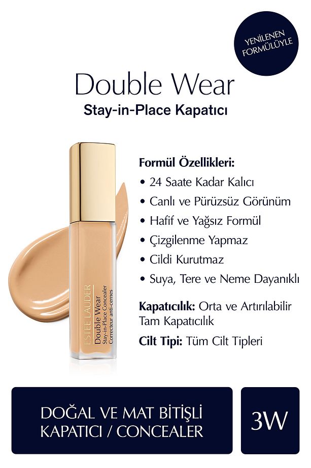 Kapatıcı - Double Wear Stay-in-Place Concealer - Renk: 3W Medium (Warm) 12ml - 1
