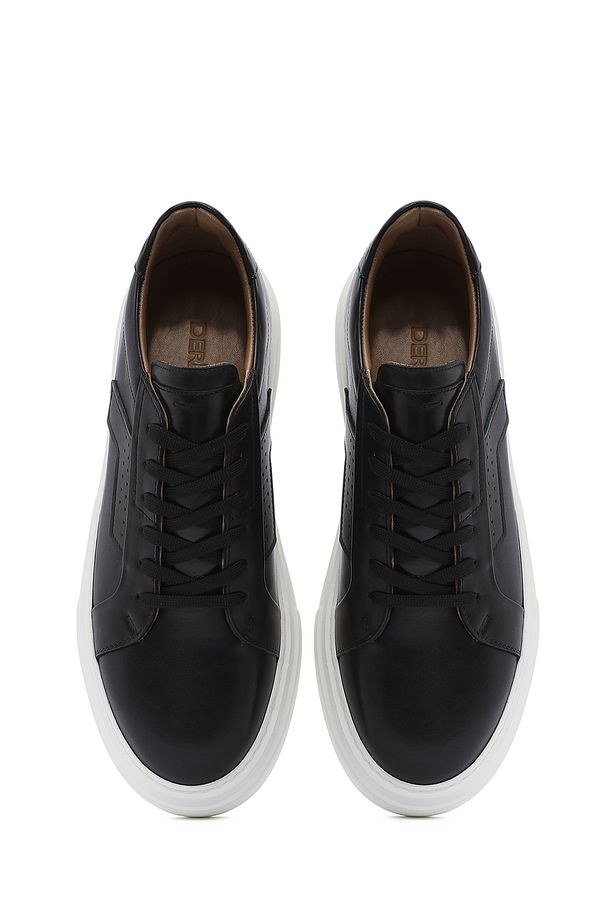 Erkek Siyah Bağcıklı Kalın Tabanlı Deri Sneaker 25SFD612518 - 7