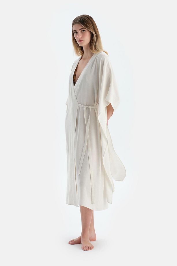 Ekru Uzun Kimono - 3