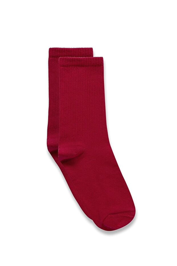 Uzun Basıc Çorap Kırmızı - 1