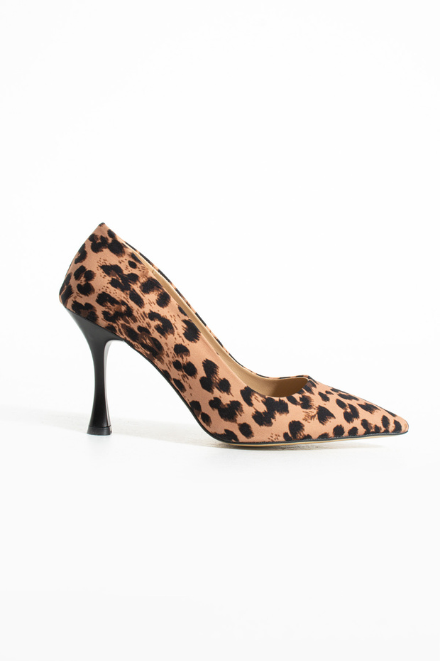Leopar Desenli Vegan Deri İnce Topuklu Ayakkabı 9cm Sivri Burun Şık Rahat Kadın Stiletto - 6
