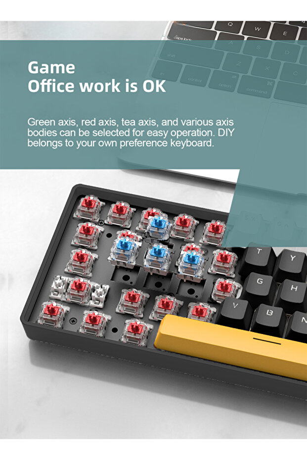 65% Wired Blue Switch Gaming Keyboard with RGB Backlit,68 Keys Compact Mechanical Keyboard - 5