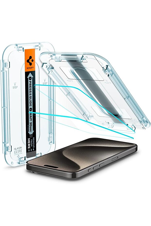 Spigen GLAStR EZ FIT for iPhone 15 Pro MAX Screen Protector with Sensor Protection 2 PACK