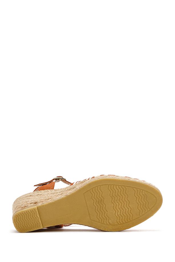 Kastamonu Taş Baskı Kadın Taba Desenli Dolgu Topuklu Espadril Sandalet 25SFD20846F - 6