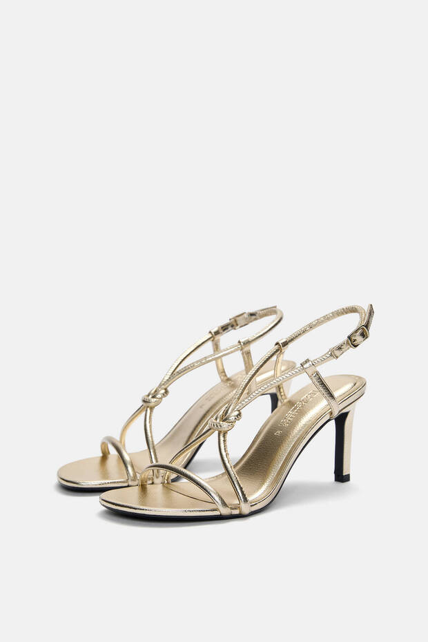 Düğüm detaylı topuklu sandalet - 5