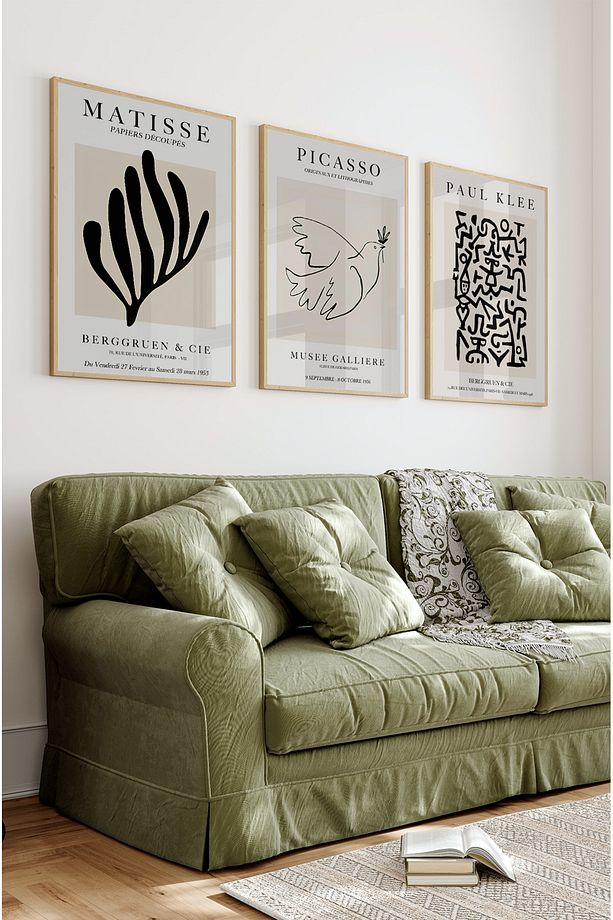 Dekorize Mdf Tablo Seti 3 Parça 3 Mm -Çerçeveli Tablo Seti Salon Oturma Odası Için Duvar Dekoru 3008 - 1