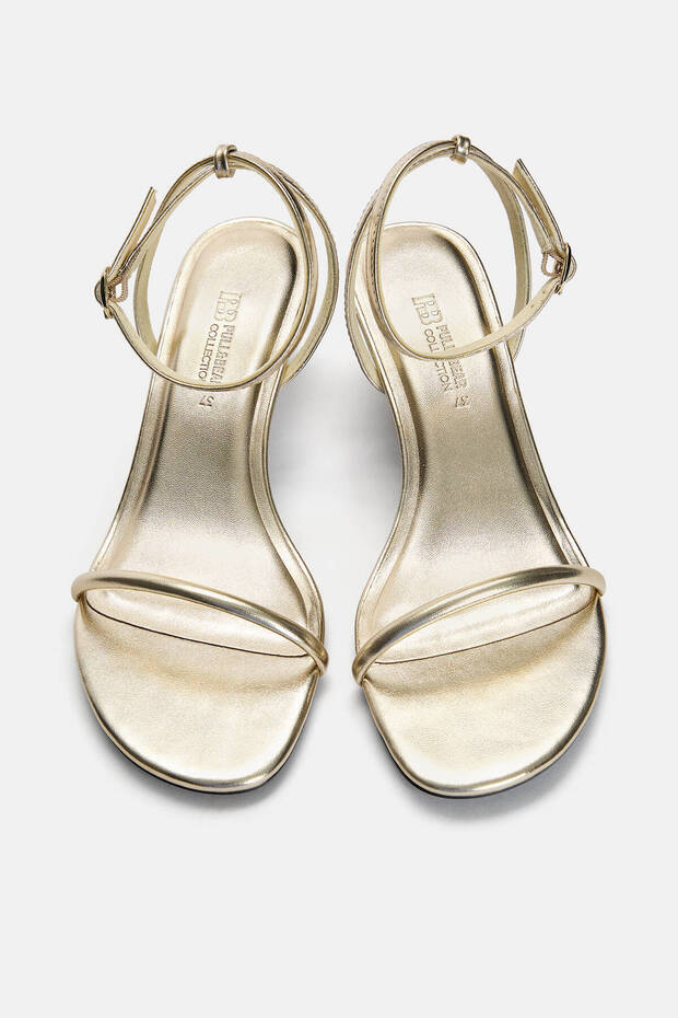 Altın rengi topuklu sandalet - 3