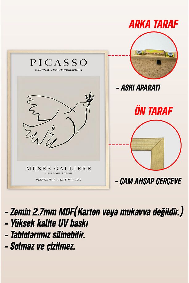 Dekorize Mdf Tablo Seti 3 Parça 3 Mm -Çerçeveli Tablo Seti Salon Oturma Odası Için Duvar Dekoru 3008 - 4