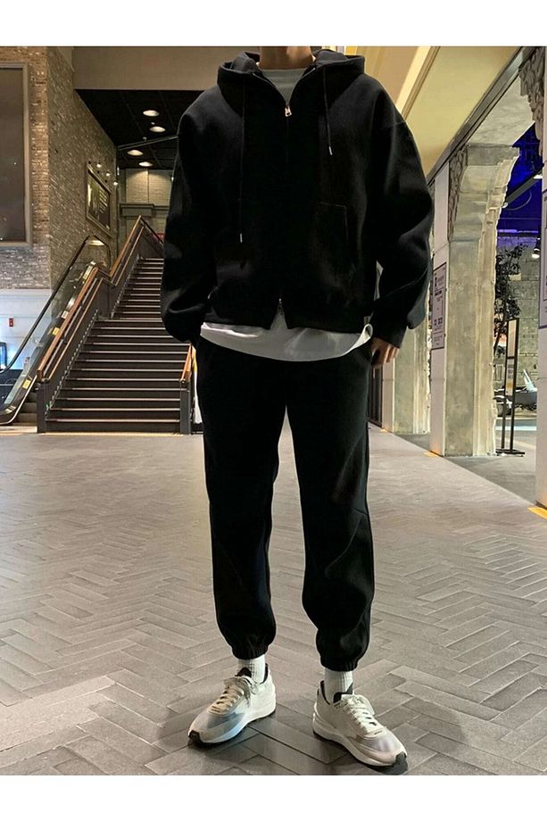 Siyah Düz Baskısız Eşofman Altı Jogger - 6