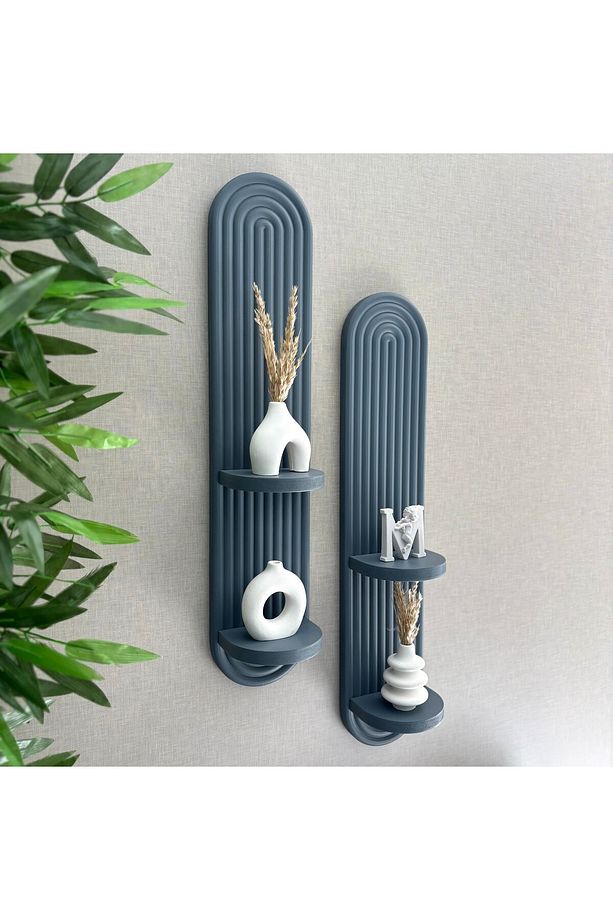 Bohem, Iskandinav Dekoratif Çift Raflı Duvar Rafı, Süsü (HAND MADE) - BÜYÜK BOY 70x15cm (2’Lİ SET) - 2