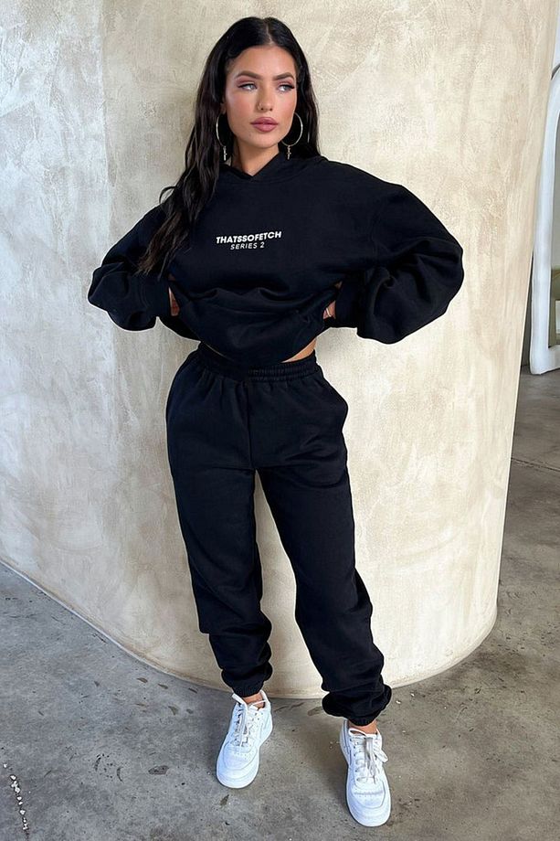 So Fetch Series 2 Eşofman Takımı Sweatshirt Jogger - Siyah Baskılı Oversize Şardonlu Kapüşonlu - 2
