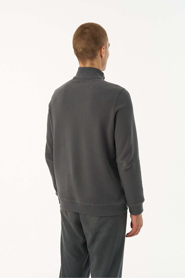 Basic SuperSoft Quarter-Zip Sweatshirt - Antrasit - 4