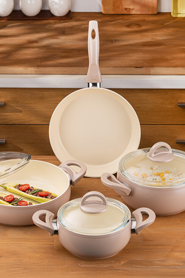 Crystal 7 Parça Güveç Seti Rose - 4