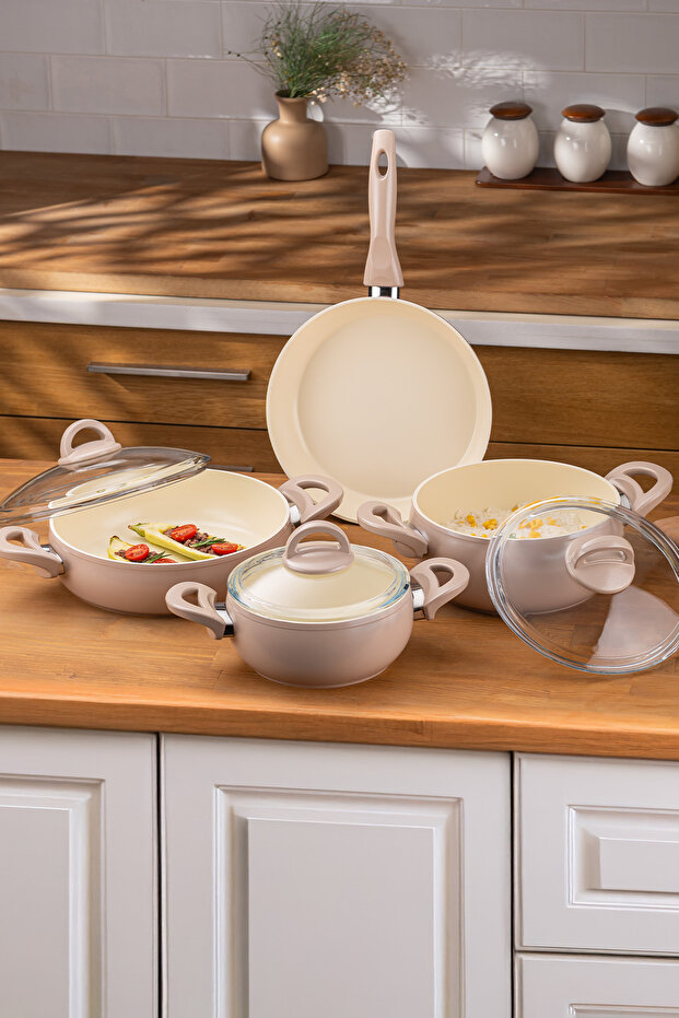 Crystal 7 Parça Güveç Seti Rose - 1