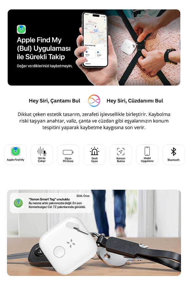 Airtag Akıllı Bluetooth Takip Cihazı Apple Find My App Ile Konum Konum, Eşya Bulucu Beyaz Tag X6602 - 3