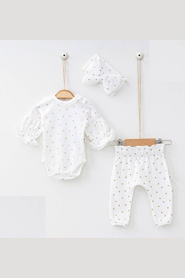Baby Girl Heart Patterned Bandana Set of 3