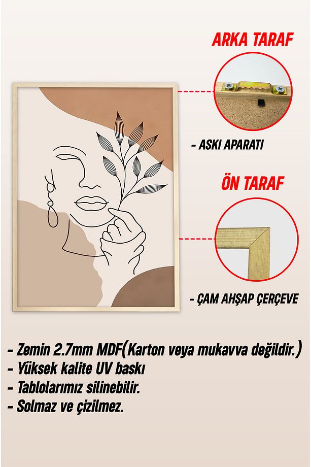 Dekorize Mdf Tablo Seti 3 Parça 3 Mm - Çerçeveli Salon Oturma Odası Için Duvar Dekoru 3020 - 4