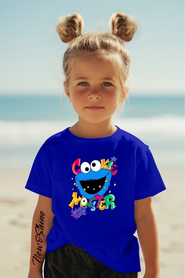 Cookie Monster Printed Oversize Kids T-Shirt