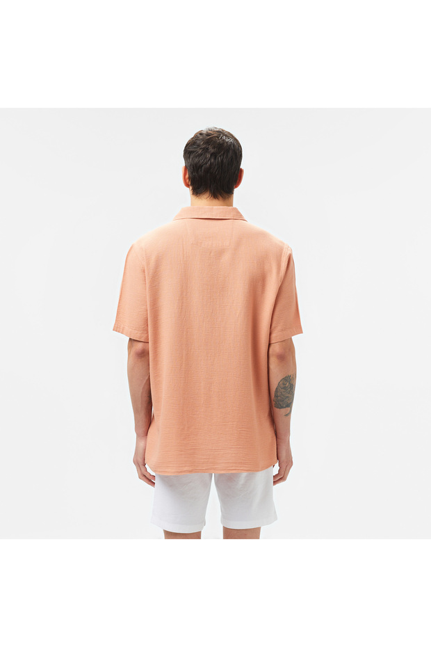 Erkek Regular Fit Kısa Kollu Pembe Gömlek - 2