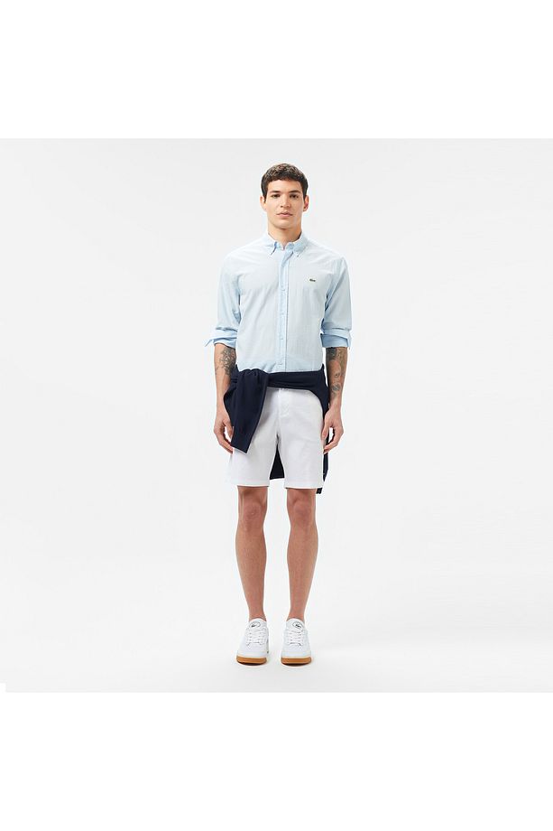 Erkek Slim Fit Düğmeli Yaka Açık Mavi Gömlek - 3
