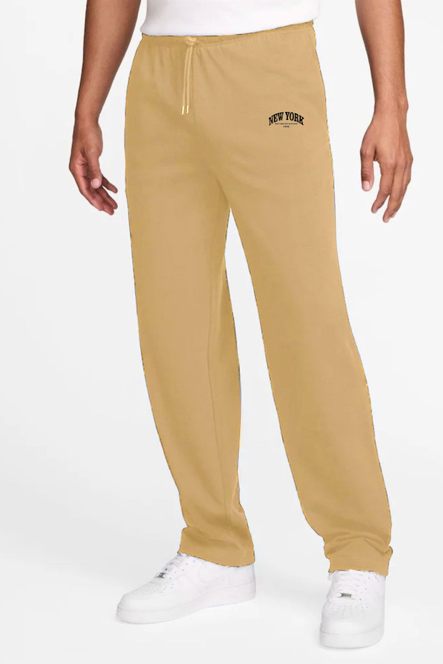 Men's Regular Fit New York Printed Slim Sweatpants Spr25Ea01