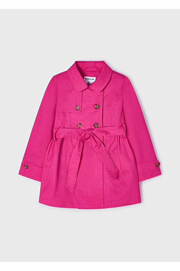 Single Shoulder Flap Detail Girl's Trench Coat