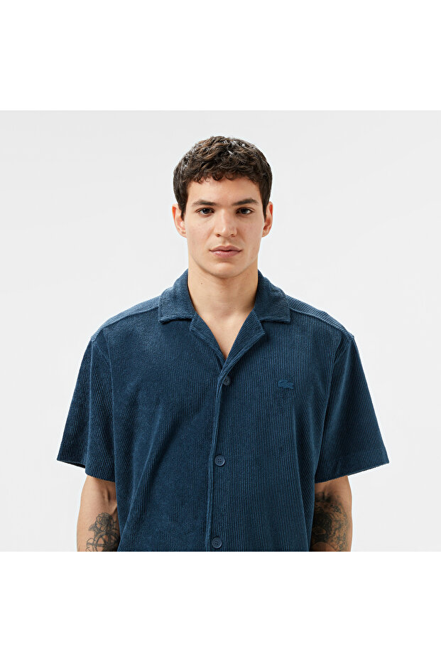 Erkek Relaxed Fit Kısa Kollu Koyu Mavi Gömlek - 2