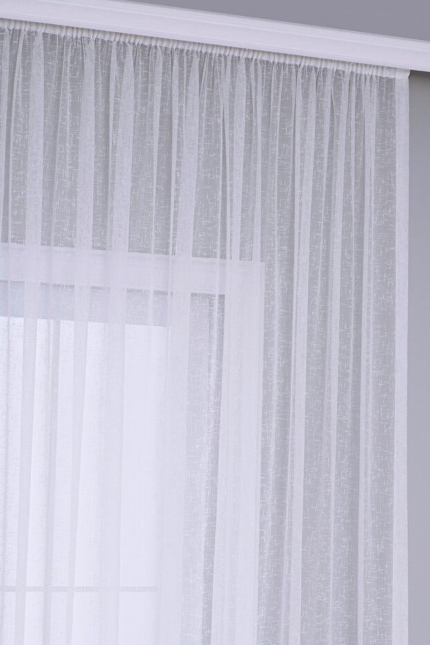Optical White Color Linen Textured Plain Tulle Curtain Does Not Want Ironing